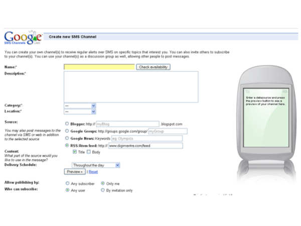 Google SMS channel