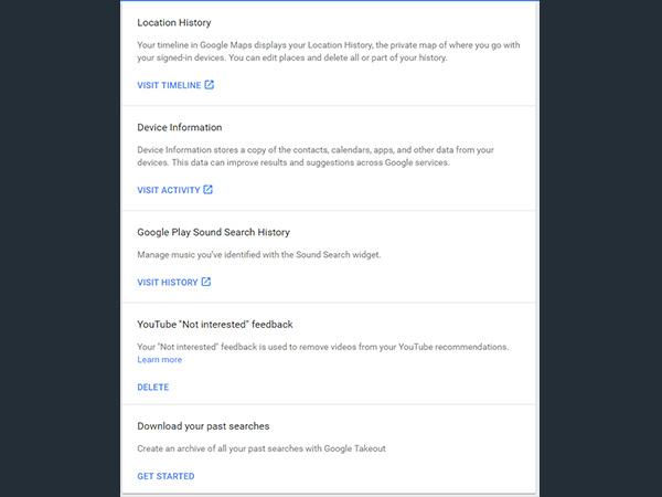 ഗൂഗിളിലെ മൈ ആക്ടിവിറ്റി സെറ്റിങ്ങിൽ നമുക്ക് ചെയ്യാനാകുന്ന കാര്യങ്ങൾ
