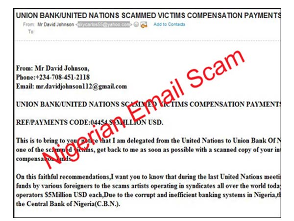 നൈജീരിയന് ഇമെയില് സ്കാം (Nigerian email scam)