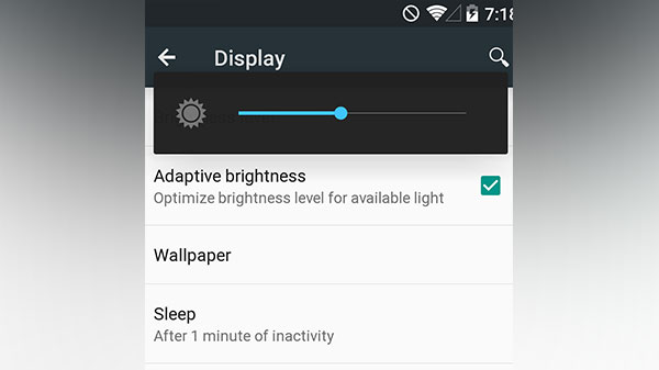 Adaptive Brightness നിയന്ത്രണം