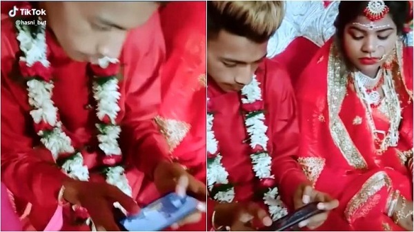 പബ്ജി കളിക്കുന്ന വരൻറെ വീഡിയോ