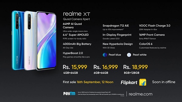 റിയൽമി XT വിലയും മറ്റ് വിവരങ്ങളും