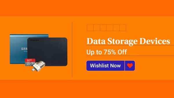 ഡാറ്റ സ്റ്റോറേജ് ഡിവൈസുകൾക്ക് 75% വരെ കിഴിവ്