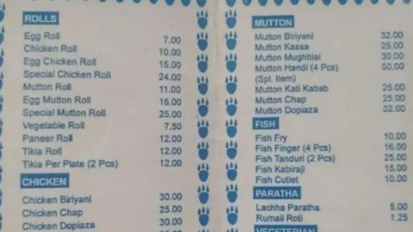 മട്ടൻ ബിരിയാണി 32 രൂപ, ചിക്കന് 30, എഗ് റോൾ 7 രൂപ! വൈറൽ മെനു കാർഡ് 