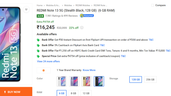 ഡിസ്കൗണ്ട് തേടുന്നവർ ഇത് കണ്ടോ! റെഡ്മി നോട്ട് 13 5ജിക്ക് വിലക്കുറവ് ഡിസ്കൗണ്ട് തേടുന്നവർ ഇത് കണ്ടോ! റെഡ്മി നോട്ട് 13 5ജിക്ക് വിലക്കുറവ്